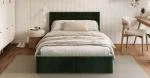 Čalúnená posteľ FRESIA 90x200 s kovovým zdvižným roštom ZELENÁ