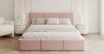 Čalúnená posteľ FRESIA 160x200 s kovovým zdvižným roštom RUŽOVÁ
