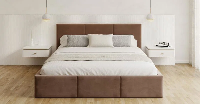 Čalúnená posteľ FRESIA 180x200 s kovovým zdvižným roštom HNEDÁ