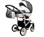 Kočík 2v1 BabyLux White Lux Grey Marble