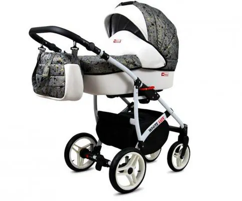 Kočík 2v1 BabyLux White Lux Grey Marble