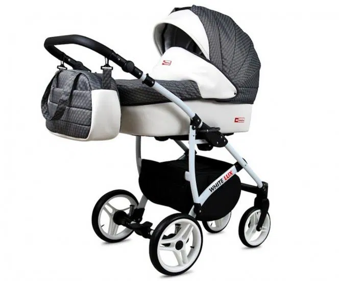 Kočík 2v1 BabyLux White Lux Grey Cubic