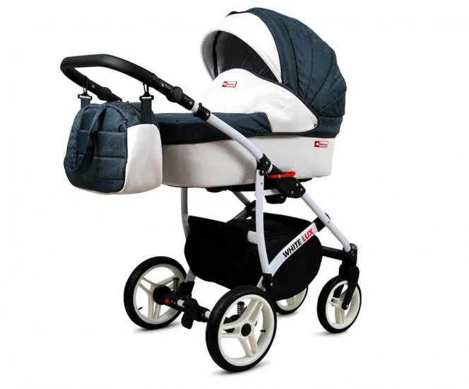 Kočík 2v1 BabyLux White Lux Dark Grey
