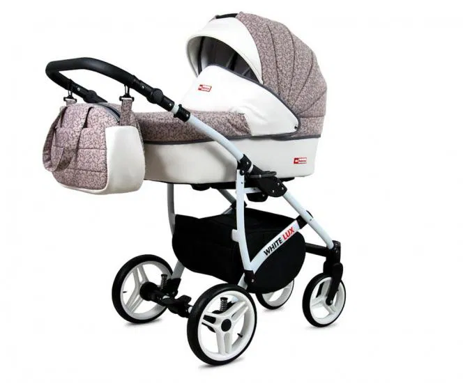 Kočík 2v1 BabyLux White Lux Coral Art