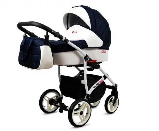 Kočík 3v1 BabyLux White Lux Navy Blue