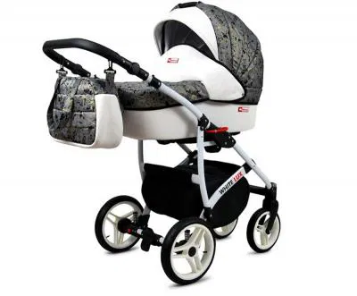 Kočík 3v1 BabyLux White Lux Grey Marble