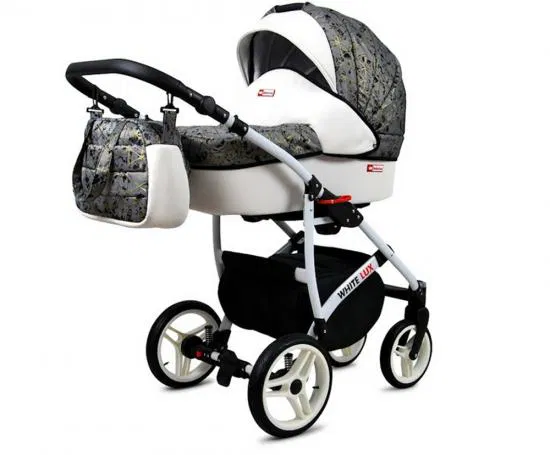 Kočík 3v1 BabyLux White Lux Grey Marble