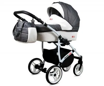 Kočík 3v1 BabyLux White Lux Grey Cubic