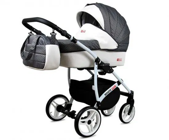 Kočík 4v1 BabyLux White Lux Grey Cubic