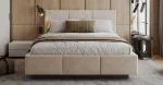 Čalúnená posteľ AVEIRO 160x200 s kovovým zdvižným roštom KRÉMOVÁ