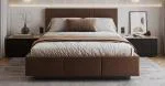 Čalúnená posteľ AVEIRO 160x200 s kovovým zdvižným roštom HNEDÁ