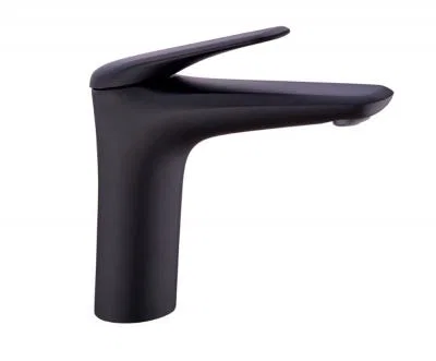 Nízka kúpeľňová batéria NIAGARA na dosku ČIERNA MATNÁ