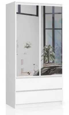 Šatníková skriňa s otočnými dverami a zrkadlom 90 cm biela