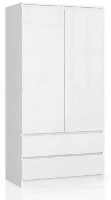 Šatníková skriňa s otočnými dverami 90cm biela lesklá