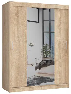 Šatníková skriňa s posuvnými dverami a zrkadlom 150cm dub sonoma