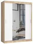 Šatníková skriňa s posuvnými dverami a zrkadlom 150cm sonoma / biela