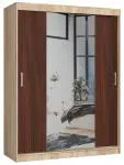 Šatníková skriňa s posuvnými dverami a zrkadlom 150cm dub sonoma / wenge