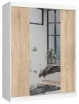 Šatníková skriňa s posuvnými dverami a zrkadlom 150cm biela / sonoma
