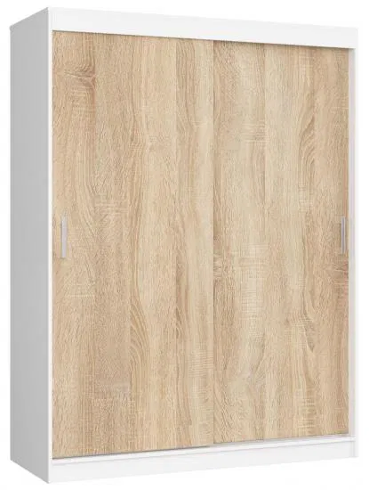 Šatníková skriňa s posuvnými dverami 150 cm CLP MONO biela / dub sonoma
