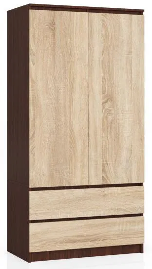 Šatníková skriňa s otočnými dverami 90 cm wenge / dub sonoma