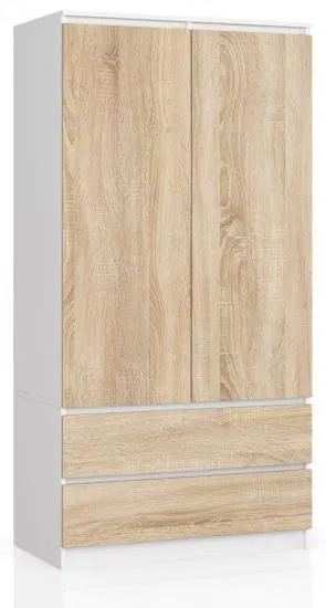 Šatníková skriňa s otočnými dverami 90cm biela / sonoma