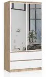 Šatníková skriňa s otočnými dverami a zrkadlom 90cm sonoma / biela