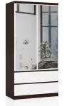 Šatníková skriňa s otočnými dverami a zrkadlom 90 cm wenge / biela