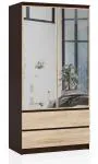 Šatníková skriňa s otočnými dverami a zrkadlom 90 cm wenge / sonoma