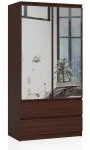 Šatníková skriňa s otočnými dverami a zrkadlom 90 cm wenge