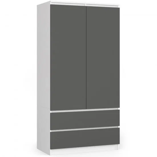 Šatníková skriňa s otočnými dverami 90cm biela / šedá