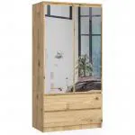 Šatníková skriňa s otočnými dverami a zrkadlom 90cm dub artisan