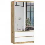 Šatníková skriňa s otočnými dverami a zrkadlom 90cm sonoma / biela