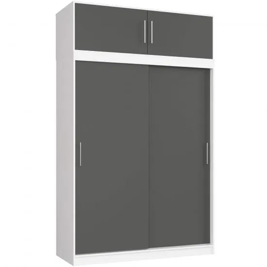 Šatníková skriňa s posuvnými dverami a nástavcom 150cm MONO biela / šedá