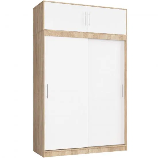 Šatníková skriňa s posuvnými dverami a nástavcom150cm MONO dub sonoma / biela