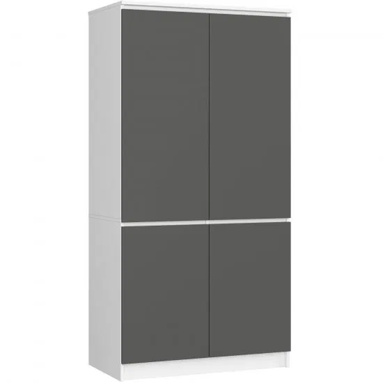 Šatníková skriňa s otočnými dverami 90cm 4D biela / grafitovo šedá