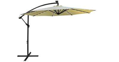 Záhradný slnečník MILIN béžový s LED osvetlením, 300x300x245 cm, 12,7 kg