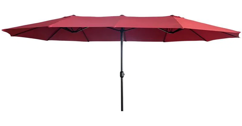 Dvojitý záhradný slnečník TILIA, červený, 460x270x245 cm, 12,3 kg