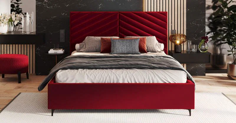 Čalúnená posteľ ELEGANTE 140x200 Vínová Paris s úložným priestorom kovový rošt