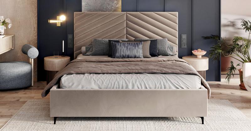 Čalúnená posteľ ELEGANTE 180x200 Béžová Paris s úložným priestorom kovový rošt