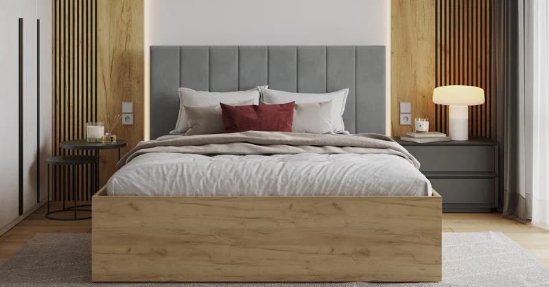 Čalúnená posteľ GRENADA 160x200 cm so zdvižným roštom sivá