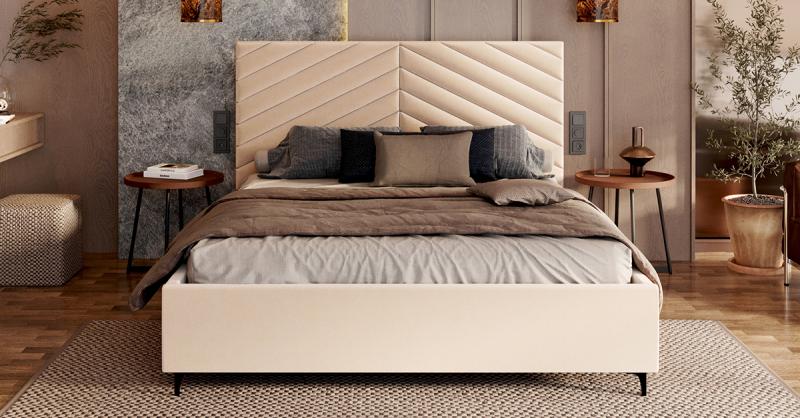 Čalúnená posteľ ELEGANTE 120x200 Krémová Paris s úložným priestorom kovový rošt