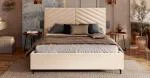 Čalúnená posteľ ELEGANTE 140x200 Krémová Paris s úložným priestorom kovový rošt