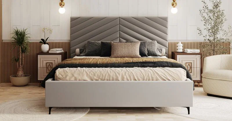 Čalúnená posteľ ELEGANTE 90x200 Svetlo Sivá Paris s úložným priestorom kovový rošt