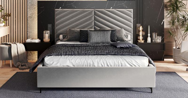 Čalúnená posteľ ELEGANTE 140x200 Steel Paris s úložným priestorom kovový rošt
