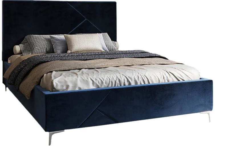 Čalúnená posteľ NAVARO 120x200 Modrá Paris s úložným priestorom kovový rošt