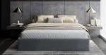 Čalúnená posteľ ORLANDO 140x200 Sivá Trinity s úložným priestorom kovový rošt