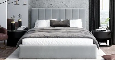 Čalúnená posteľ JUSTIN 90x200 Sivá Trinity s úložným priestorom kovový rošt