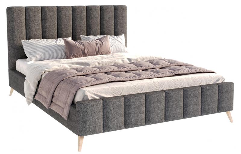 Čalúnená posteľ FRASCA 160x200 Grafit Boucle