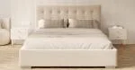 Čalúnená posteľ LUCERNA 120x200 Krémová Trinity s úložným priestorom kovový rošt