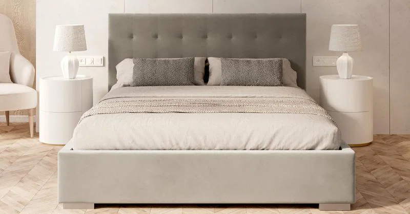 Čalúnená posteľ LUCERNA 90x200 Šedá Trinity s úložným priestorom kovový rošt